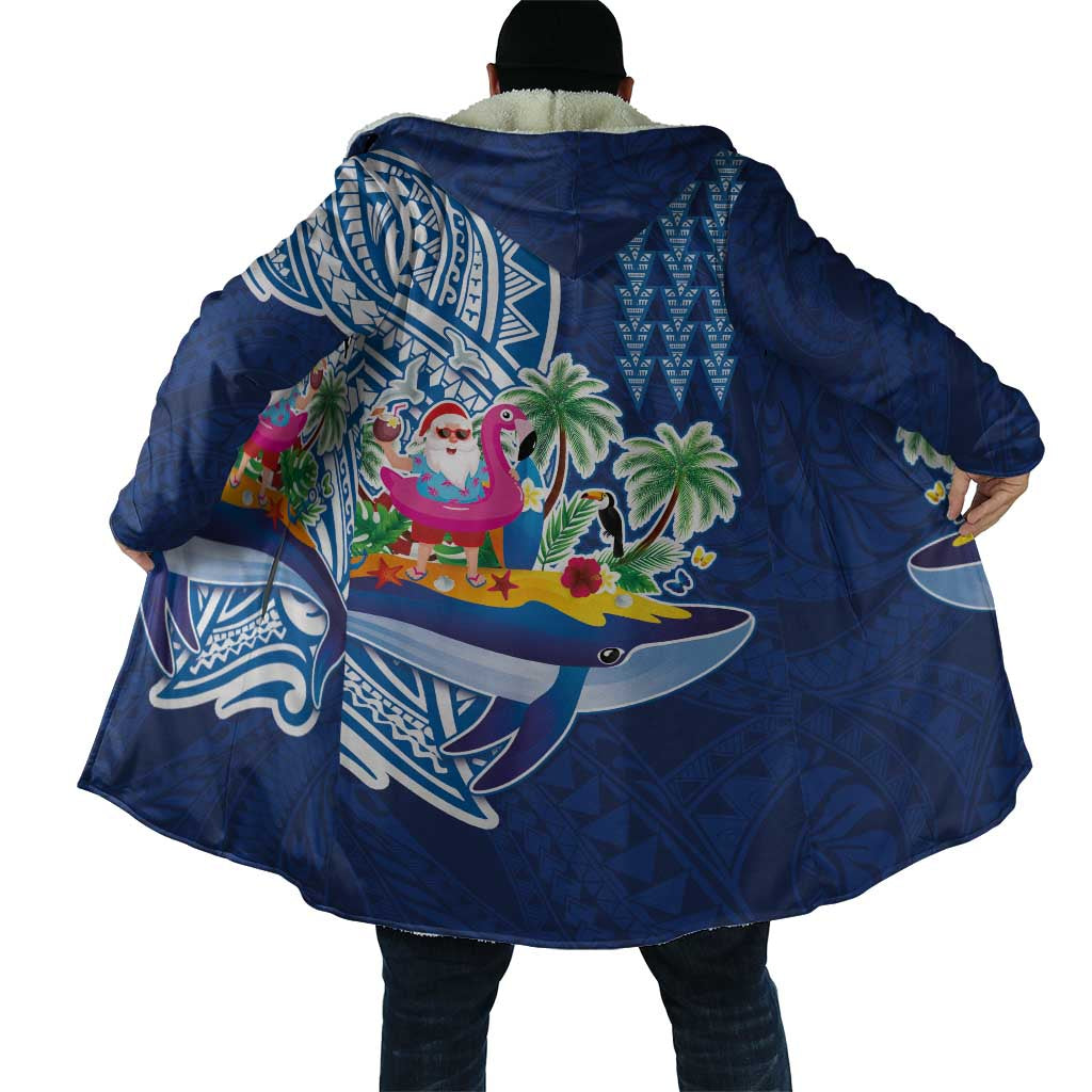 Hawaiian Mele Kalikimaka Cloak Funny Santa on Whale Island with Kakau Tattoos LT03 - Polynesian Pride