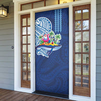 Hawaiian Mele Kalikimaka Door Cover Funny Santa on Whale Island with Kakau Tattoos LT03 - Polynesian Pride
