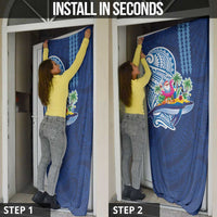 Hawaiian Mele Kalikimaka Door Cover Funny Santa on Whale Island with Kakau Tattoos LT03 - Polynesian Pride