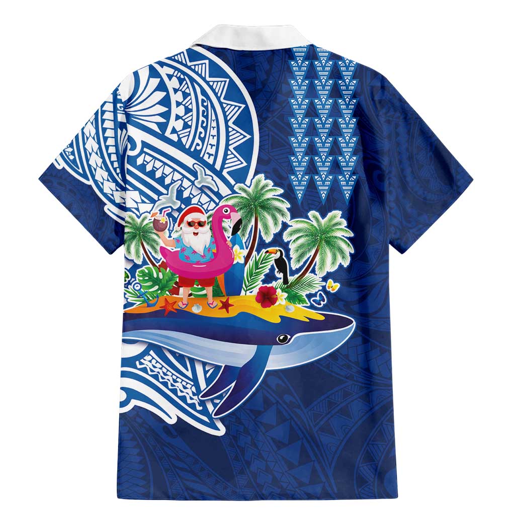 Hawaiian Mele Kalikimaka Family Matching Mermaid Dress and Hawaiian Shirt Funny Santa on Whale Island with Kakau Tattoos LT03 - Polynesian Pride