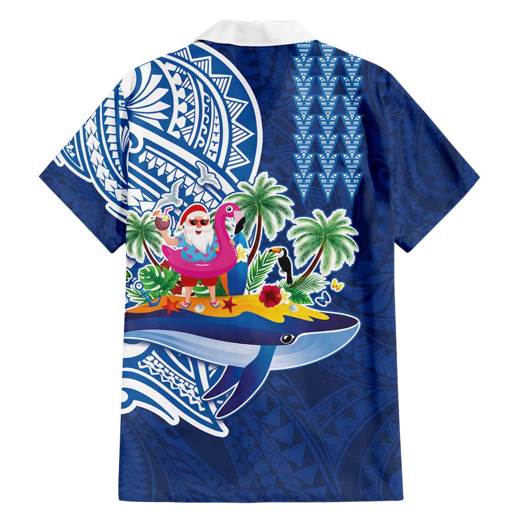 Hawaiian Mele Kalikimaka Family Matching Off Shoulder Maxi Dress and Hawaiian Shirt Funny Santa on Whale Island with Kakau Tattoos LT03 - Polynesian Pride