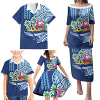 Hawaiian Mele Kalikimaka Family Matching Puletasi and Hawaiian Shirt Funny Santa on Whale Island with Kakau Tattoos LT03 - Polynesian Pride