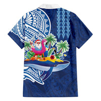 Hawaiian Mele Kalikimaka Family Matching Puletasi and Hawaiian Shirt Funny Santa on Whale Island with Kakau Tattoos LT03 - Polynesian Pride