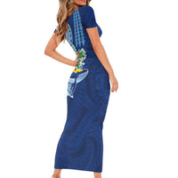 Hawaiian Mele Kalikimaka Family Matching Short Sleeve Bodycon Dress and Hawaiian Shirt Funny Santa on Whale Island with Kakau Tattoos LT03 - Polynesian Pride