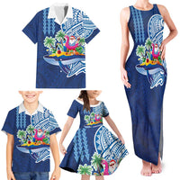 Hawaiian Mele Kalikimaka Family Matching Tank Maxi Dress and Hawaiian Shirt Funny Santa on Whale Island with Kakau Tattoos LT03 - Polynesian Pride