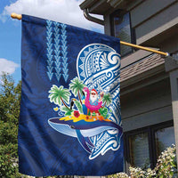 Hawaiian Mele Kalikimaka Garden Flag Funny Santa on Whale Island with Kakau Tattoos LT03 - Polynesian Pride