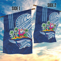Hawaiian Mele Kalikimaka Garden Flag Funny Santa on Whale Island with Kakau Tattoos LT03 - Polynesian Pride