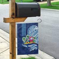 Hawaiian Mele Kalikimaka Garden Flag Funny Santa on Whale Island with Kakau Tattoos LT03 - Polynesian Pride