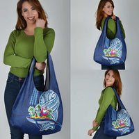 Hawaiian Mele Kalikimaka Grocery Bag Funny Santa on Whale Island with Kakau Tattoos LT03 - Polynesian Pride