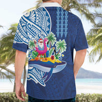 Hawaiian Mele Kalikimaka Hawaiian Shirt Funny Santa on Whale Island with Kakau Tattoos LT03 - Polynesian Pride