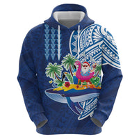 Hawaiian Mele Kalikimaka Hoodie Funny Santa on Whale Island with Kakau Tattoos LT03 - Polynesian Pride
