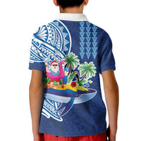 Hawaiian Mele Kalikimaka Kid Polo Shirt Funny Santa on Whale Island with Kakau Tattoos LT03 - Polynesian Pride