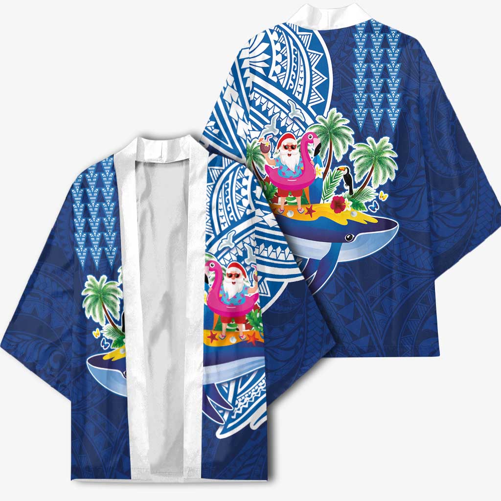 Hawaiian Mele Kalikimaka Kimono Funny Santa on Whale Island with Kakau Tattoos LT03 - Polynesian Pride
