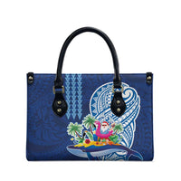 Hawaiian Mele Kalikimaka Leather Bag Funny Santa on Whale Island with Kakau Tattoos LT03 - Polynesian Pride