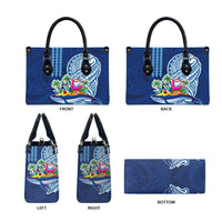 Hawaiian Mele Kalikimaka Leather Bag Funny Santa on Whale Island with Kakau Tattoos LT03 - Polynesian Pride