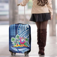 Hawaiian Mele Kalikimaka Luggage Cover Funny Santa on Whale Island with Kakau Tattoos LT03 - Polynesian Pride