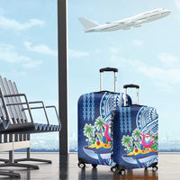 Hawaiian Mele Kalikimaka Luggage Cover Funny Santa on Whale Island with Kakau Tattoos LT03 - Polynesian Pride
