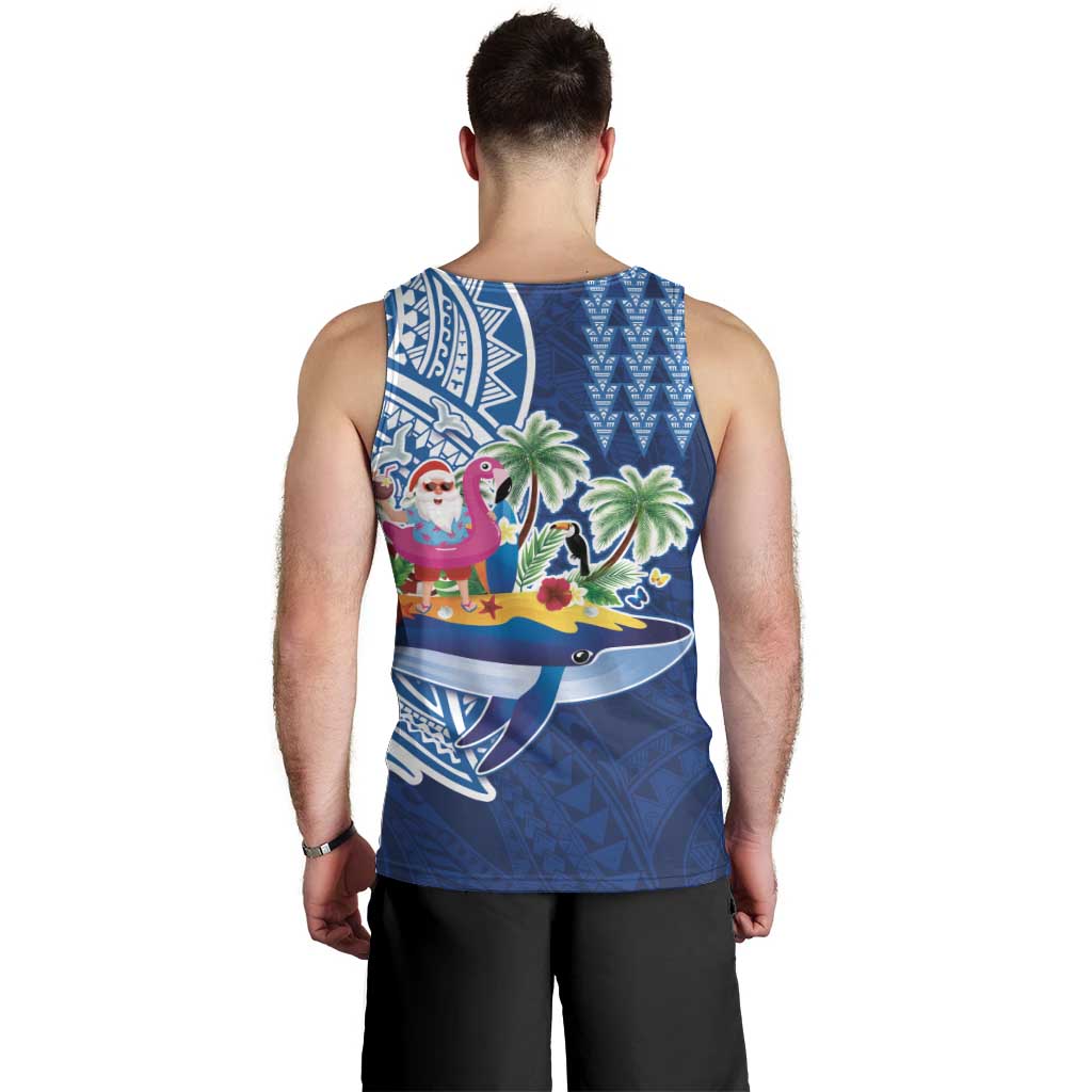Hawaiian Mele Kalikimaka Men Tank Top Funny Santa on Whale Island with Kakau Tattoos LT03 - Polynesian Pride