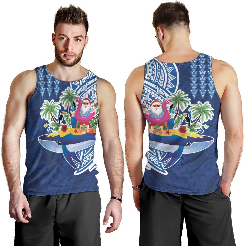 Hawaiian Mele Kalikimaka Men Tank Top Funny Santa on Whale Island with Kakau Tattoos LT03 - Polynesian Pride
