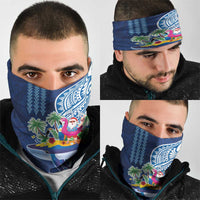 Hawaiian Mele Kalikimaka Neck Gaiter Funny Santa on Whale Island with Kakau Tattoos LT03 - Polynesian Pride