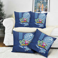 Hawaiian Mele Kalikimaka Pillow Cover Funny Santa on Whale Island with Kakau Tattoos LT03 - Polynesian Pride