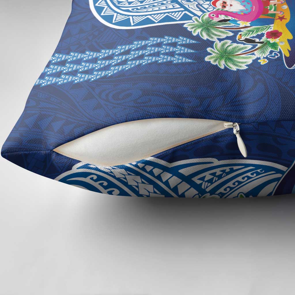 Hawaiian Mele Kalikimaka Pillow Cover Funny Santa on Whale Island with Kakau Tattoos LT03 - Polynesian Pride