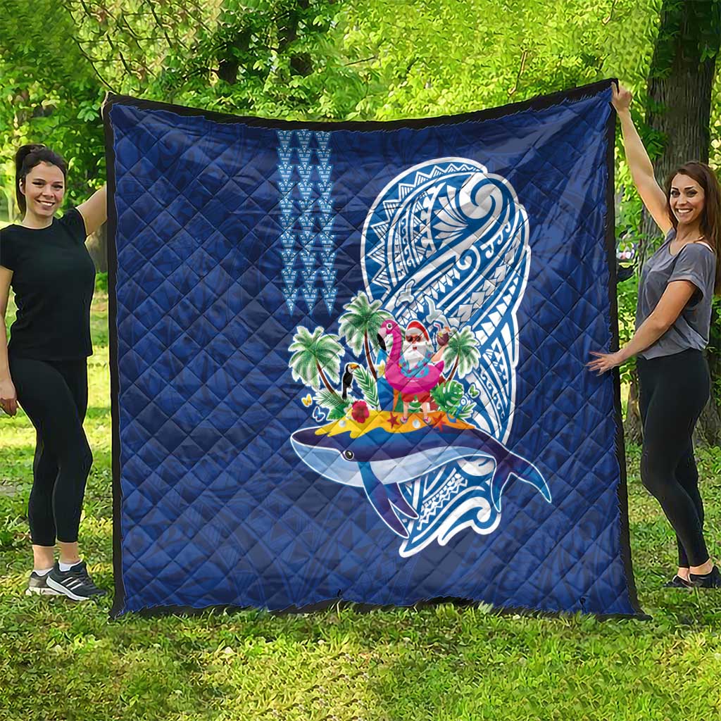 Hawaiian Mele Kalikimaka Quilt Funny Santa on Whale Island with Kakau Tattoos LT03 - Polynesian Pride