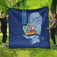 Hawaiian Mele Kalikimaka Quilt Funny Santa on Whale Island with Kakau Tattoos LT03 - Polynesian Pride