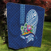 Hawaiian Mele Kalikimaka Quilt Funny Santa on Whale Island with Kakau Tattoos LT03 - Polynesian Pride