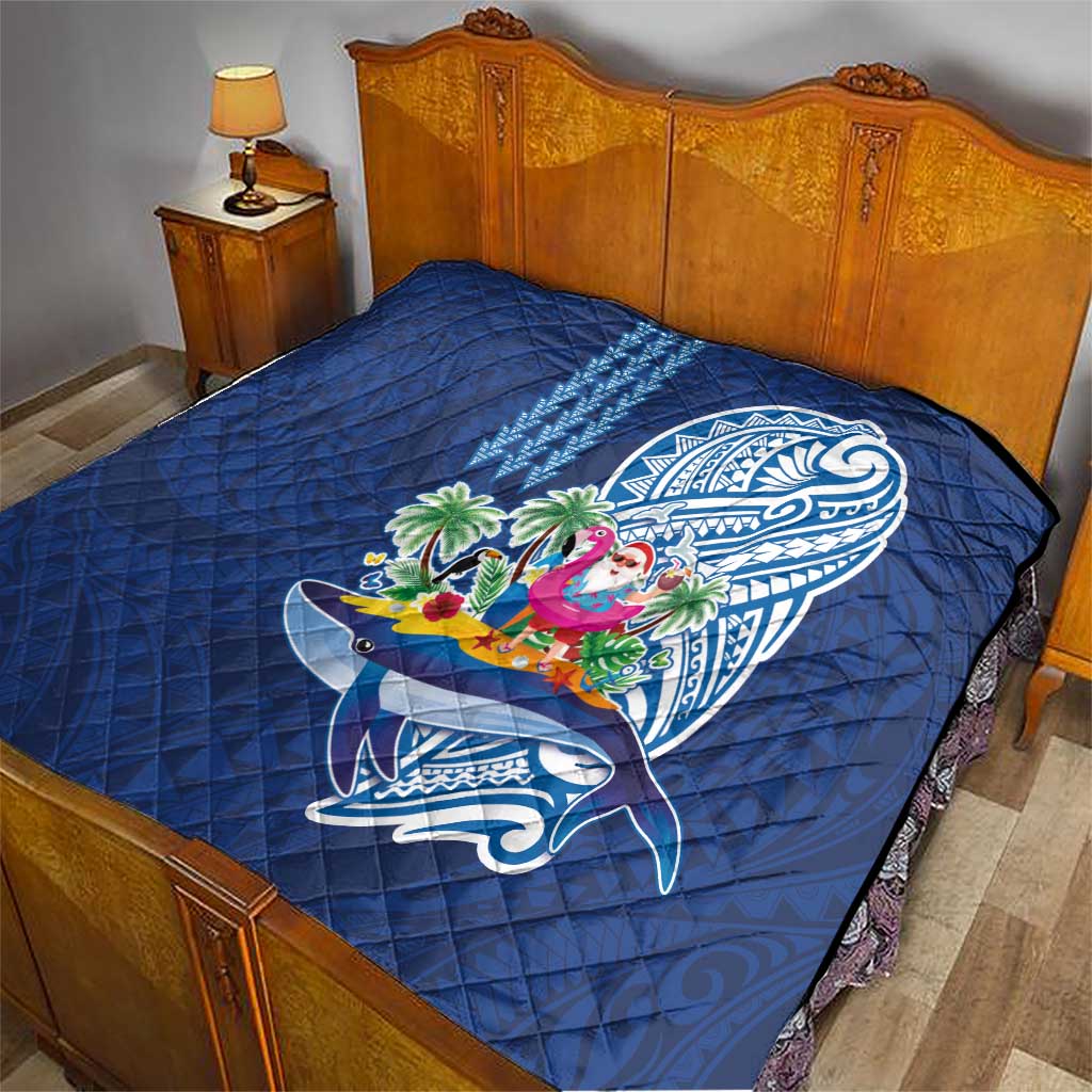 Hawaiian Mele Kalikimaka Quilt Funny Santa on Whale Island with Kakau Tattoos LT03 - Polynesian Pride