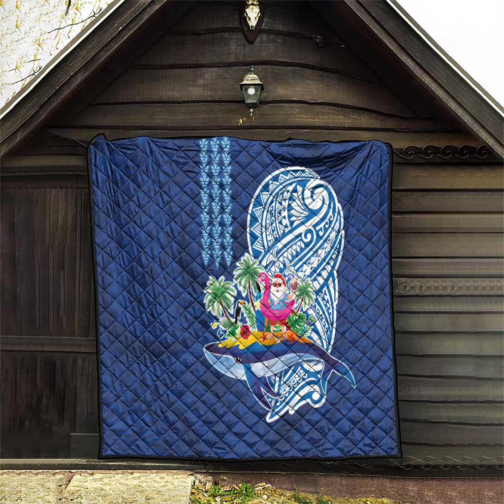 Hawaiian Mele Kalikimaka Quilt Funny Santa on Whale Island with Kakau Tattoos LT03 - Polynesian Pride