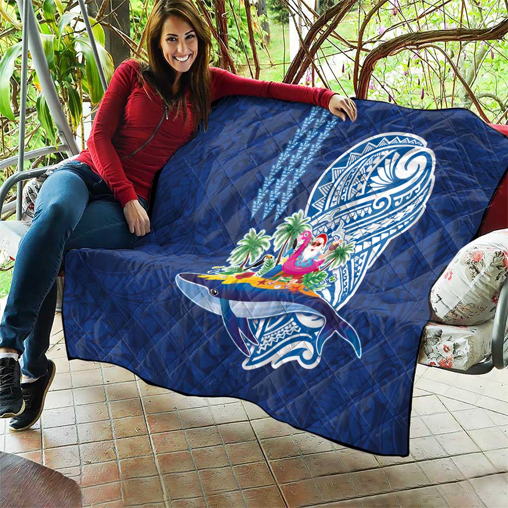 Hawaiian Mele Kalikimaka Quilt Funny Santa on Whale Island with Kakau Tattoos LT03 - Polynesian Pride