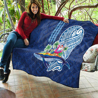 Hawaiian Mele Kalikimaka Quilt Funny Santa on Whale Island with Kakau Tattoos LT03 - Polynesian Pride