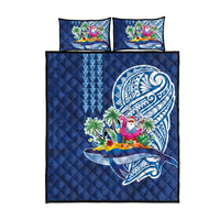 Hawaiian Mele Kalikimaka Quilt Bed Set Funny Santa on Whale Island with Kakau Tattoos LT03 - Polynesian Pride