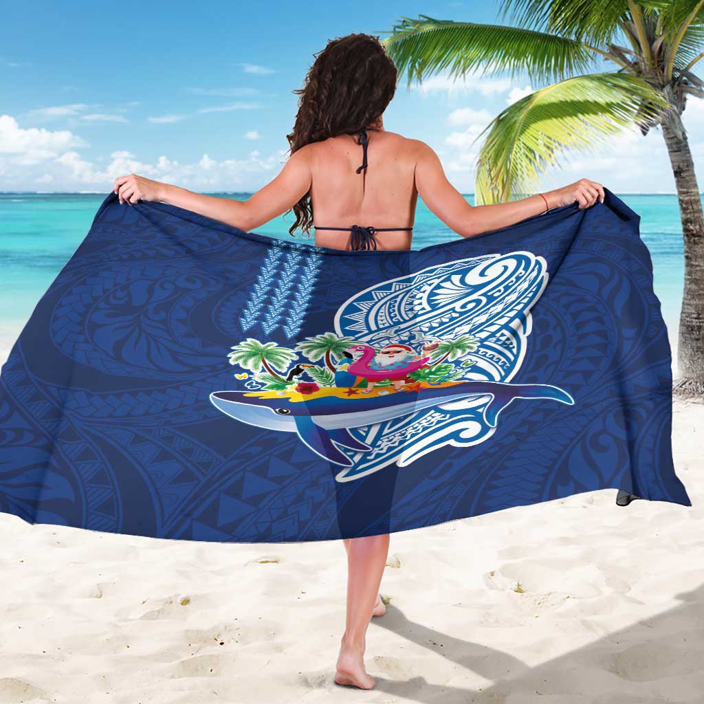 Hawaiian Mele Kalikimaka Sarong Funny Santa on Whale Island with Kakau Tattoos LT03 - Polynesian Pride