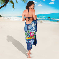 Hawaiian Mele Kalikimaka Sarong Funny Santa on Whale Island with Kakau Tattoos LT03 - Polynesian Pride