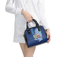 Hawaiian Mele Kalikimaka Shoulder Handbag Funny Santa on Whale Island with Kakau Tattoos LT03 - Polynesian Pride