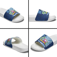 Hawaiian Mele Kalikimaka Slide Sandals Funny Santa on Whale Island with Kakau Tattoos LT03 - Polynesian Pride
