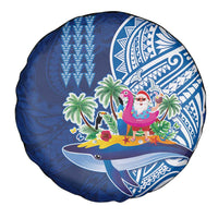 Hawaiian Mele Kalikimaka Spare Tire Cover Funny Santa on Whale Island with Kakau Tattoos LT03 - Polynesian Pride