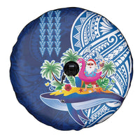 Hawaiian Mele Kalikimaka Spare Tire Cover Funny Santa on Whale Island with Kakau Tattoos LT03 - Polynesian Pride