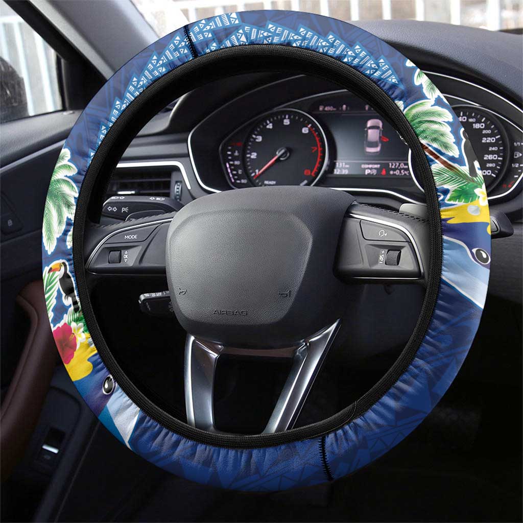 Hawaiian Mele Kalikimaka Steering Wheel Cover Funny Santa on Whale Island with Kakau Tattoos LT03 - Polynesian Pride