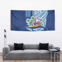 Hawaiian Mele Kalikimaka Tapestry Funny Santa on Whale Island with Kakau Tattoos LT03 - Polynesian Pride