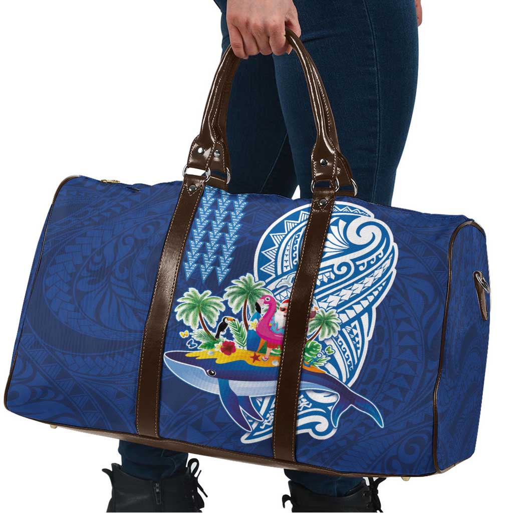 Hawaiian Mele Kalikimaka Travel Bag Funny Santa on Whale Island with Kakau Tattoos LT03 - Polynesian Pride