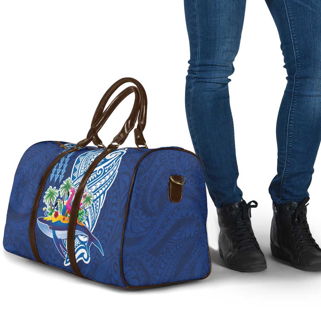 Hawaiian Mele Kalikimaka Travel Bag Funny Santa on Whale Island with Kakau Tattoos LT03 - Polynesian Pride