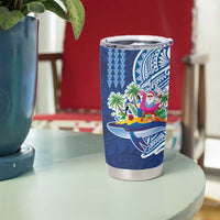 Hawaiian Mele Kalikimaka Tumbler Cup Funny Santa on Whale Island with Kakau Tattoos LT03 - Polynesian Pride