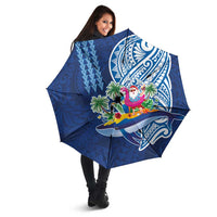 Hawaiian Mele Kalikimaka Umbrella Funny Santa on Whale Island with Kakau Tattoos LT03 - Polynesian Pride