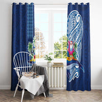 Hawaiian Mele Kalikimaka Window Curtain Funny Santa on Whale Island with Kakau Tattoos LT03 - Polynesian Pride
