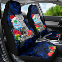 Guam Christmas Car Seat Cover Santa Gift Latte Stone and Sea Turle Mix Hibiscus Chamorro Blue Style LT03 - Polynesian Pride