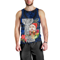 Guam Christmas Men Tank Top Santa Gift Latte Stone and Sea Turle Mix Hibiscus Chamorro Blue Style LT03 - Polynesian Pride