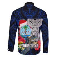 Custom Guam Christmas Family Matching Summer Maxi Dress and Hawaiian Shirt Santa Gift Latte Stone and Sea Turle Mix Hibiscus Chamorro Blue Style LT03 - Polynesian Pride